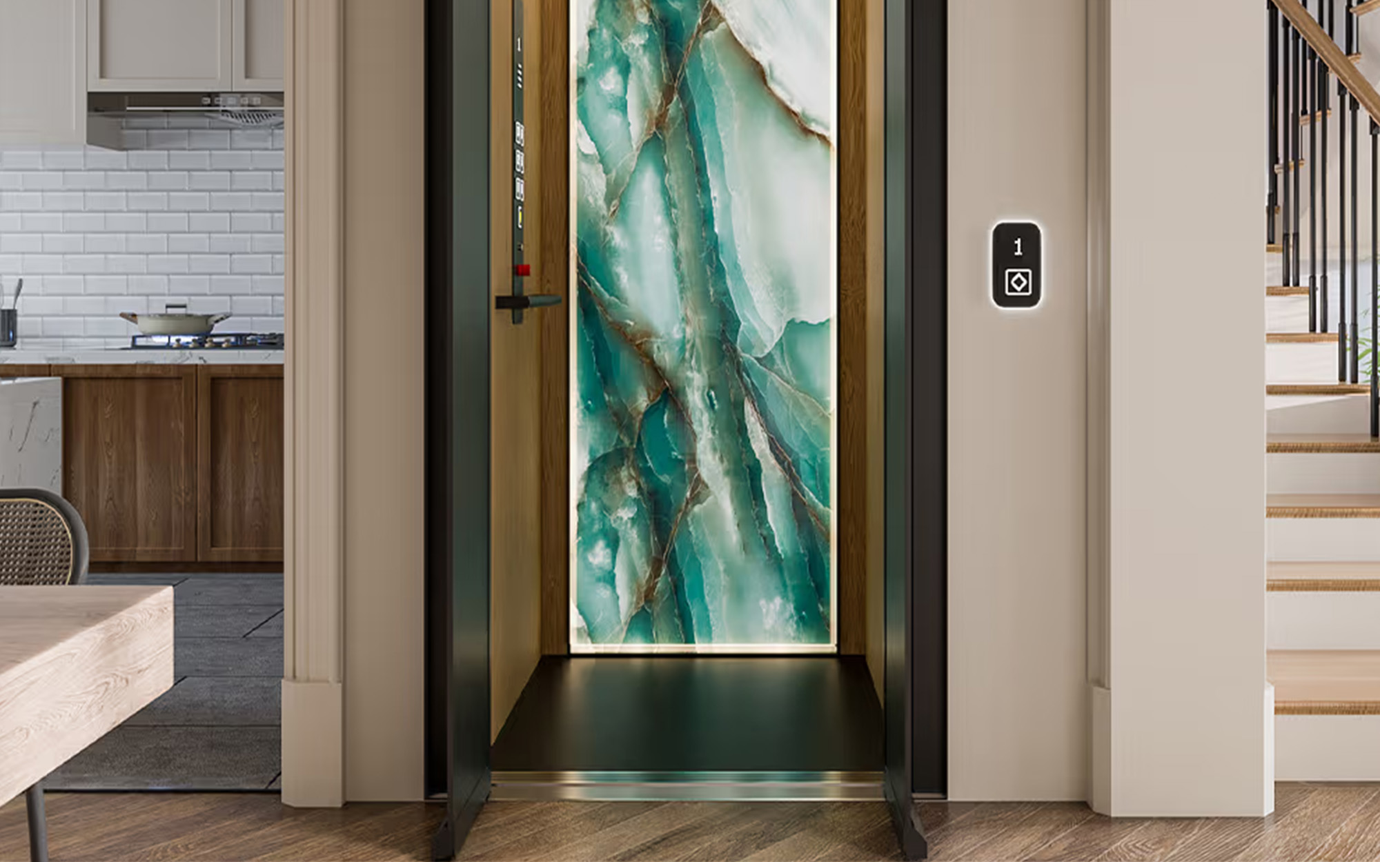 Customizable-Dream-home-elevator-Glacier-pattern